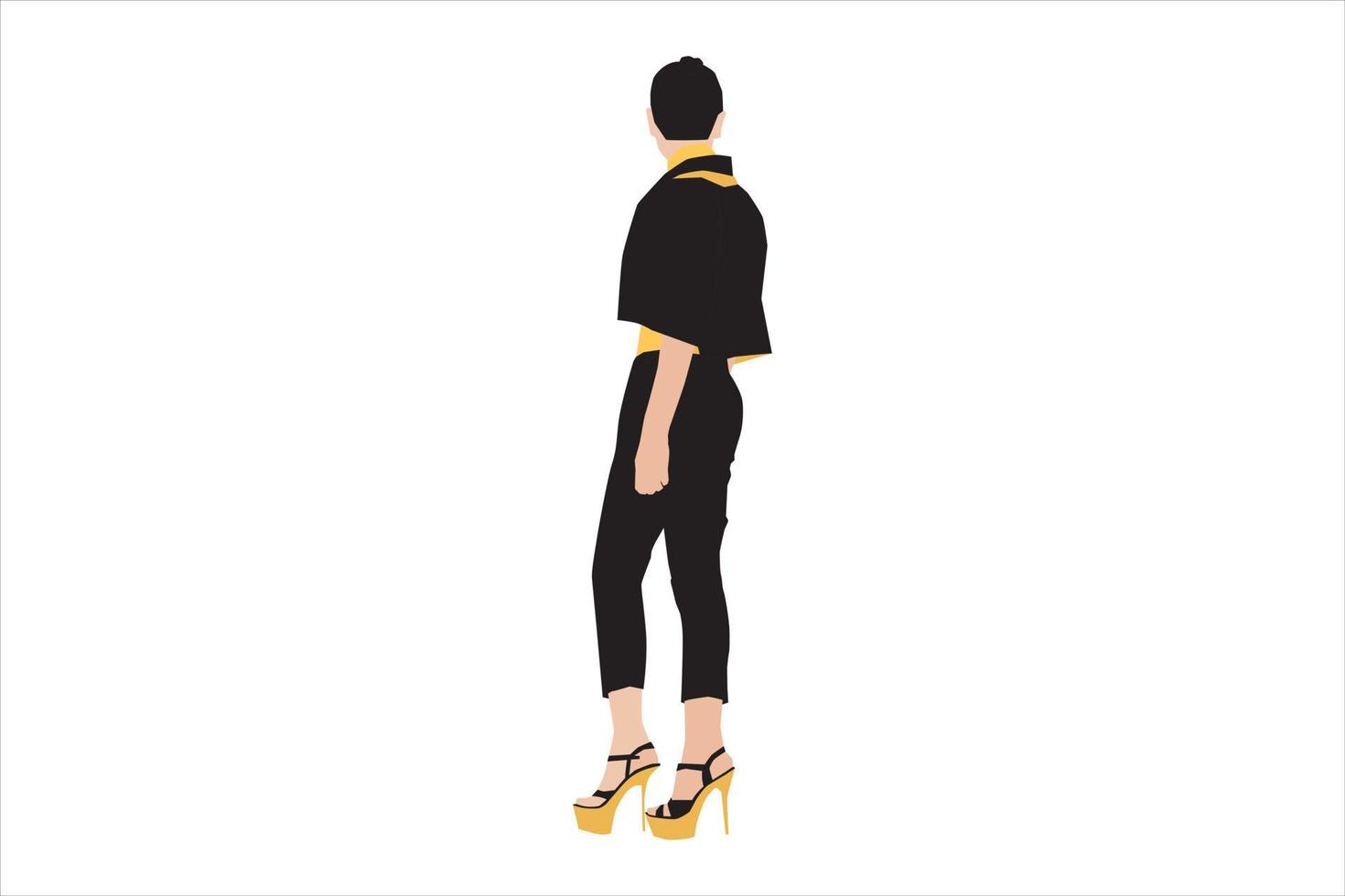 Ilustración vectorial de mujeres de moda posando en la acera vector