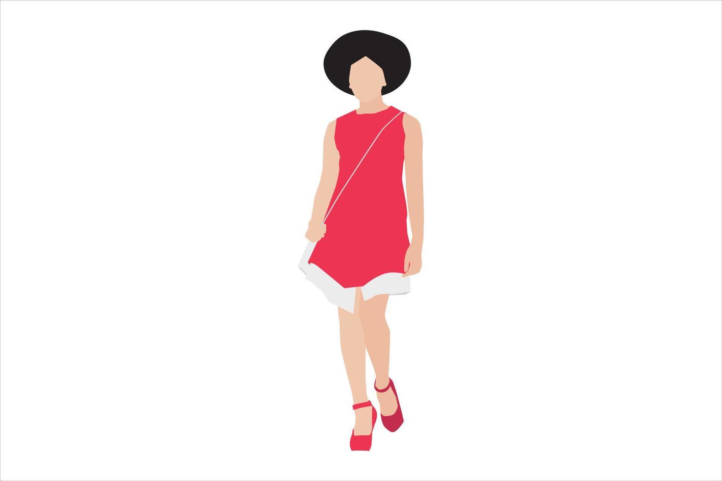 Ilustración vectorial de mujeres elegantes caminando por la acera vector