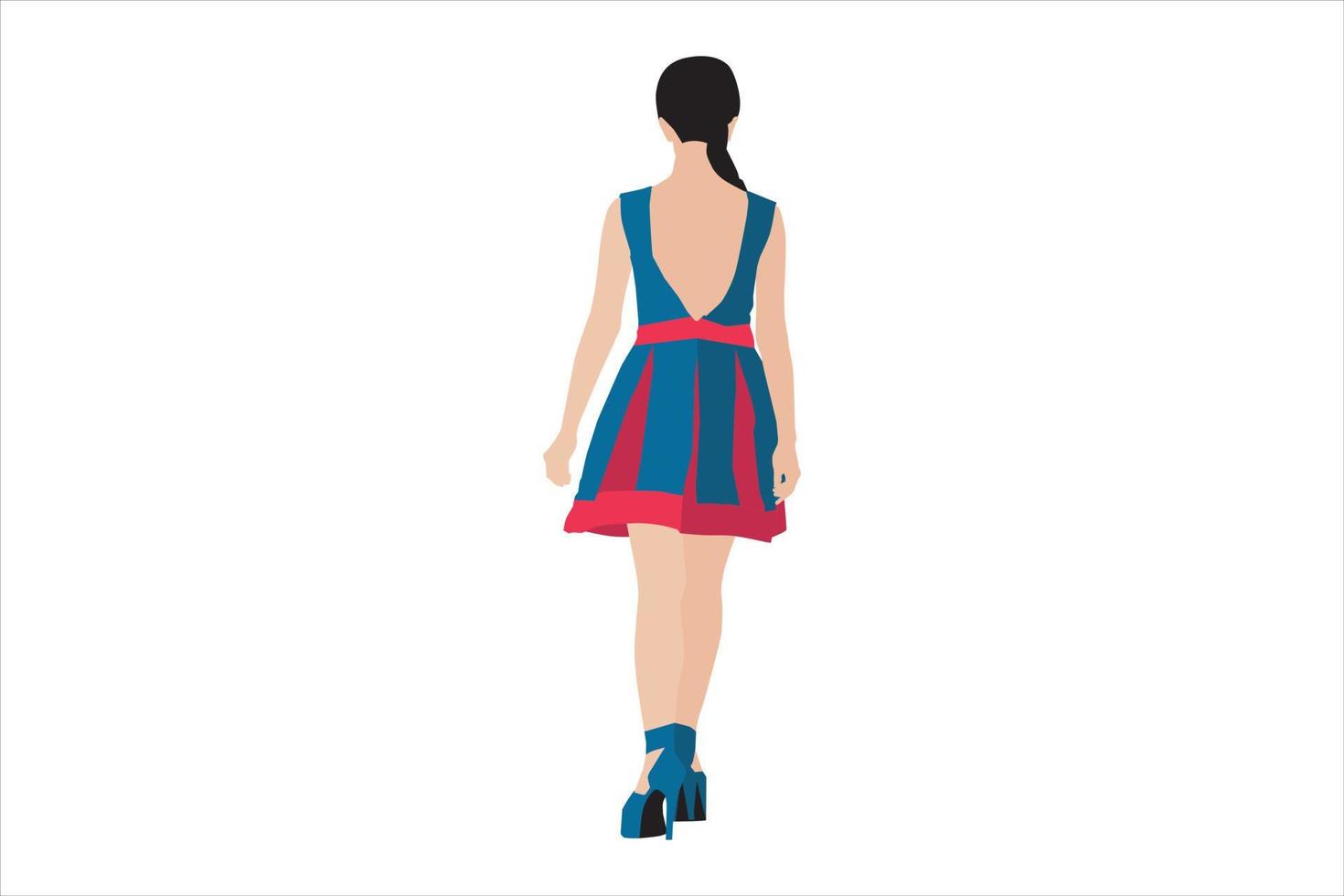 Ilustración vectorial de mujeres elegantes caminando por la acera vector