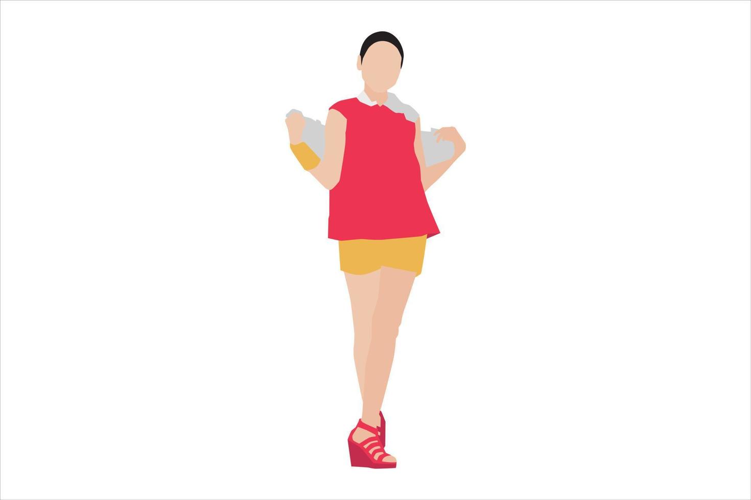 Vector illustration of casual women posing on the sidewalk