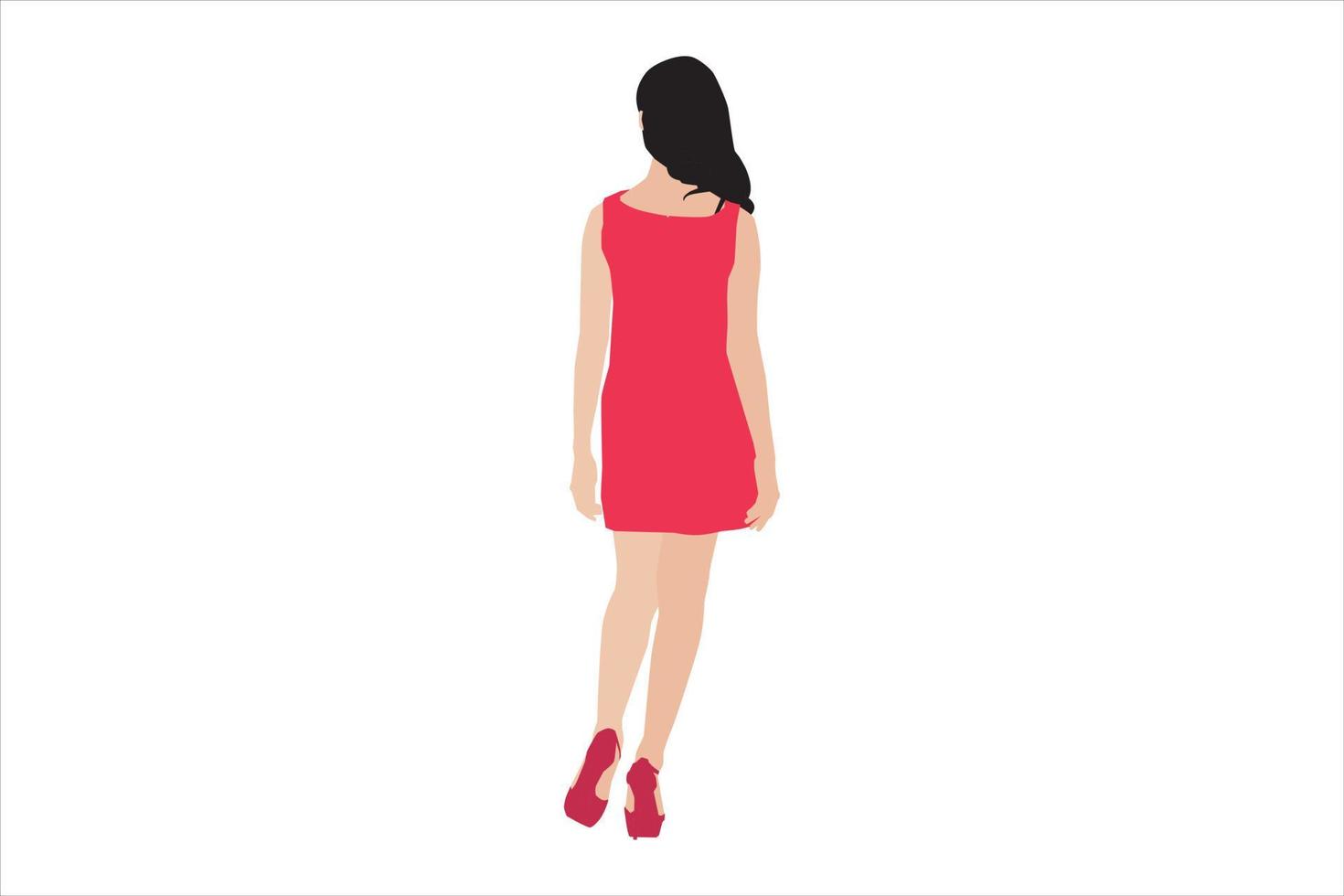 Ilustración vectorial de mujeres elegantes caminando por la acera vector