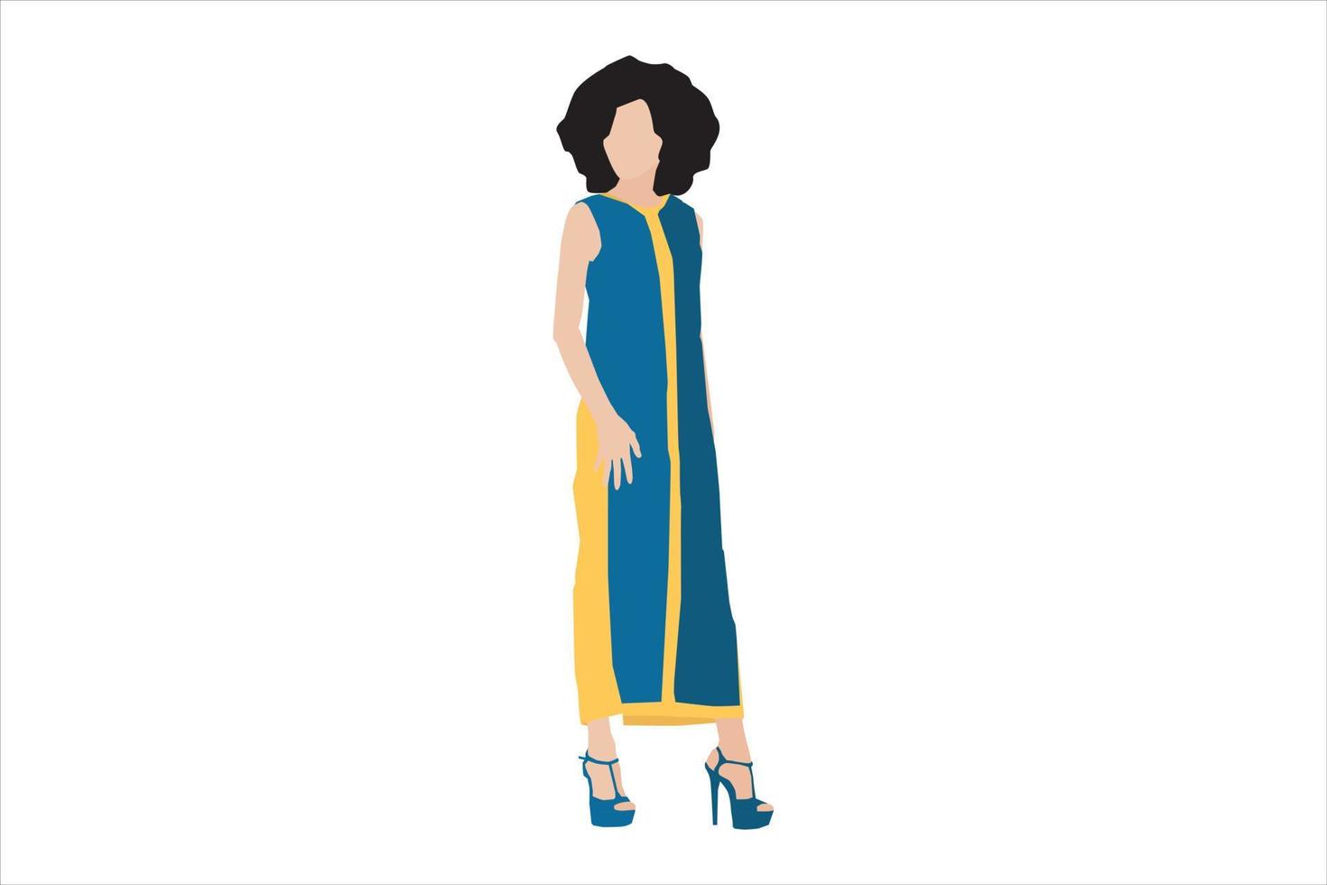 Vector illustration of elegant women posing on the sidewalk