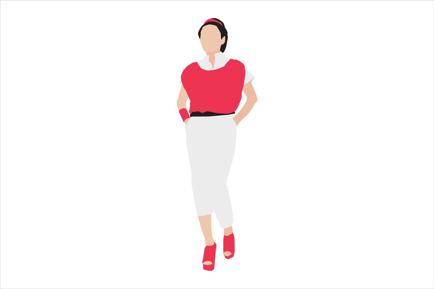 Ilustración vectorial de mujeres elegantes caminando por la acera vector