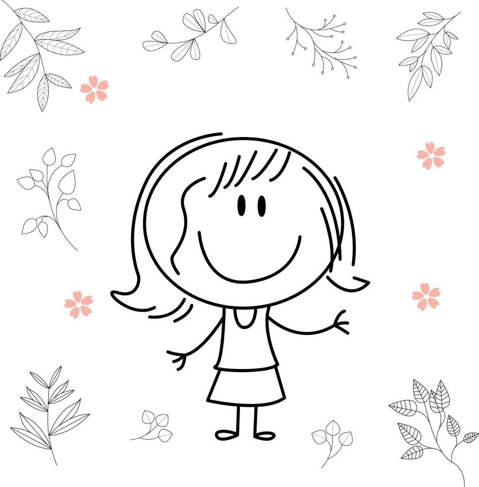 cute cartoon illustration for kids. black and white. the girls activity. but he has recovered from his illness. vector
