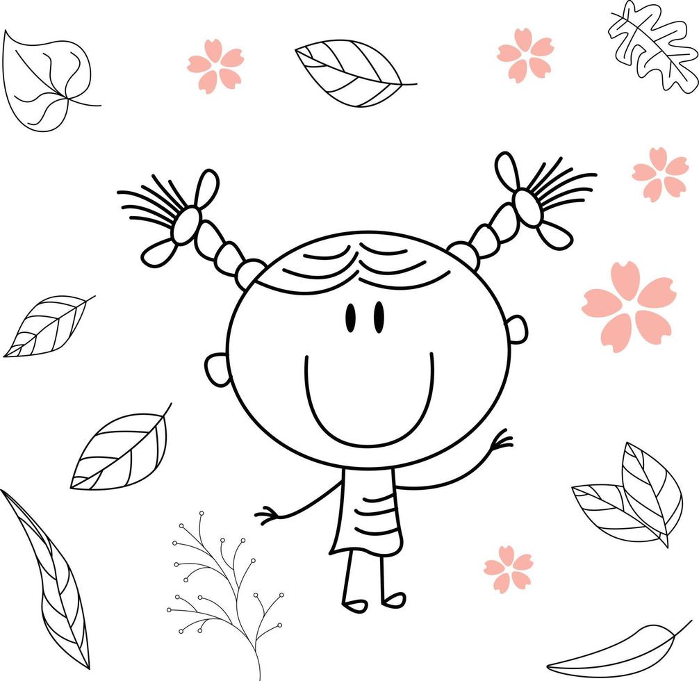 cute cartoon illustration for kids. black and white. the girls activity. but he has recovered from his illness. vector