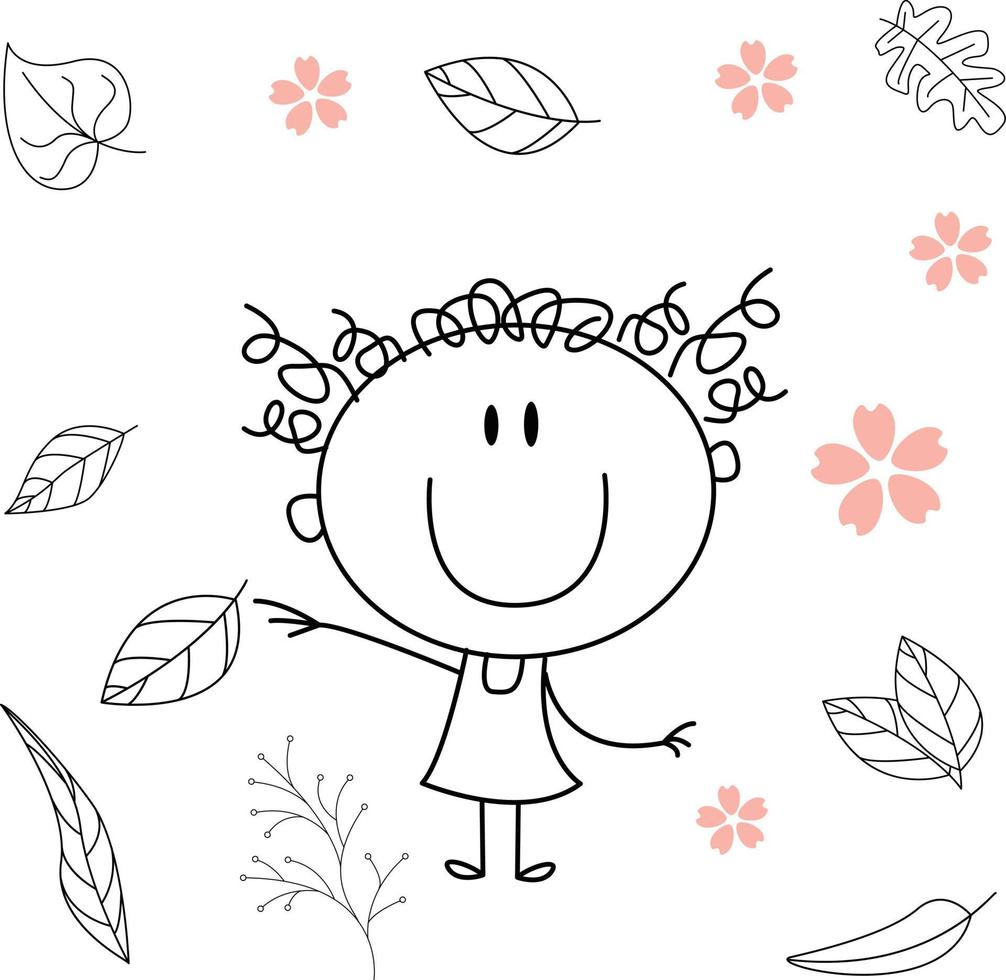 cute cartoon illustration for kids. black and white. the girls activity. but he has recovered from his illness. vector