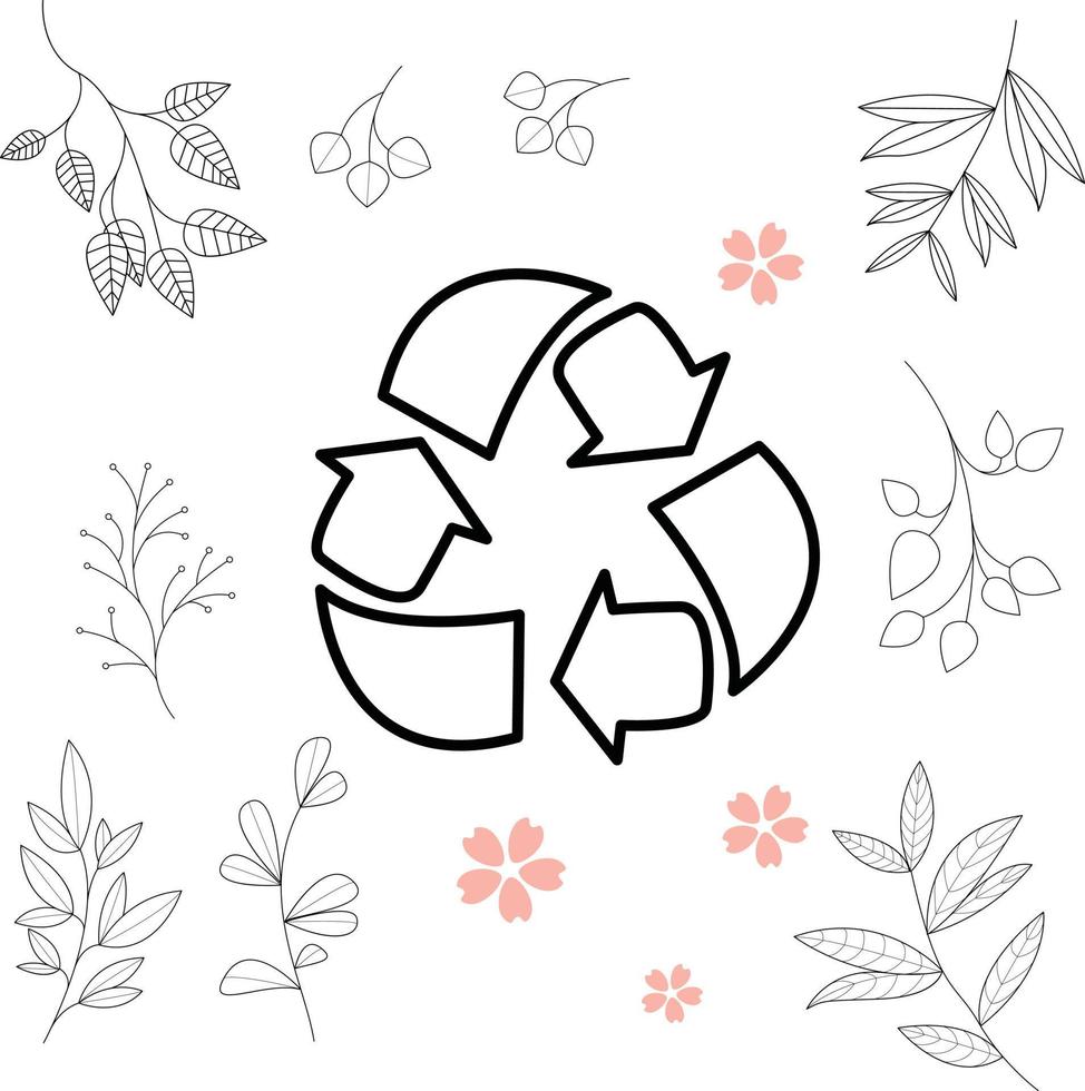 cute cartoon illustration for kids. black and white. recycling. but he has recovered from his illness. vector