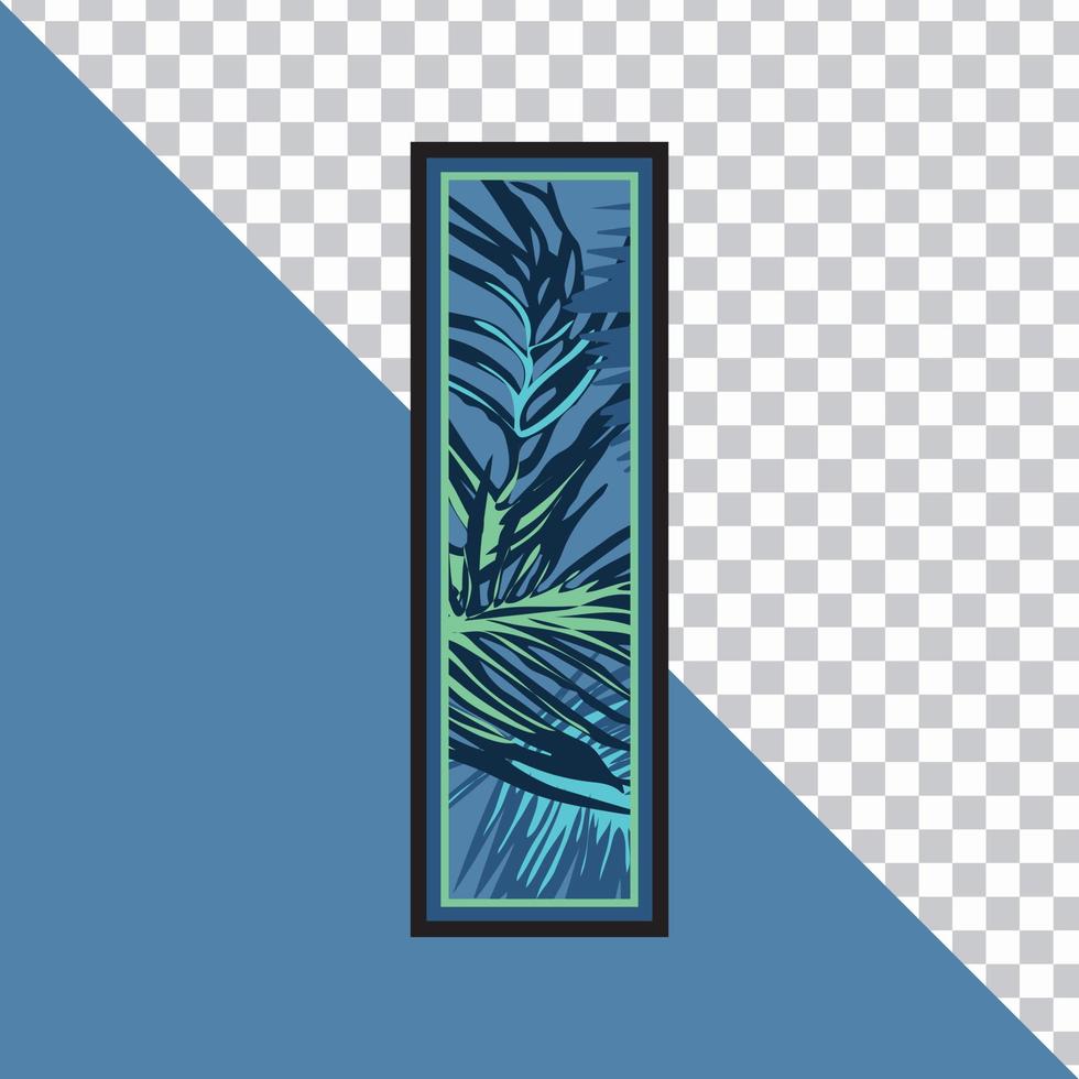Alphabet I Made of Exotic Tropical Leaves vector Illustration with transparent background. Creative Text effect 'I' letter Graphic Design.