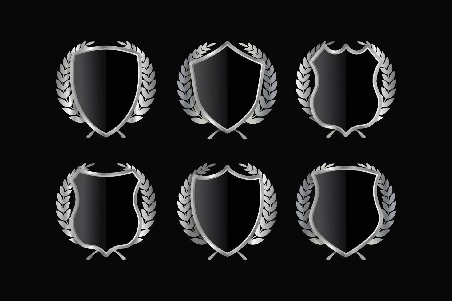Silver Shield Vector Icons Set.  Silver Armor Shields.