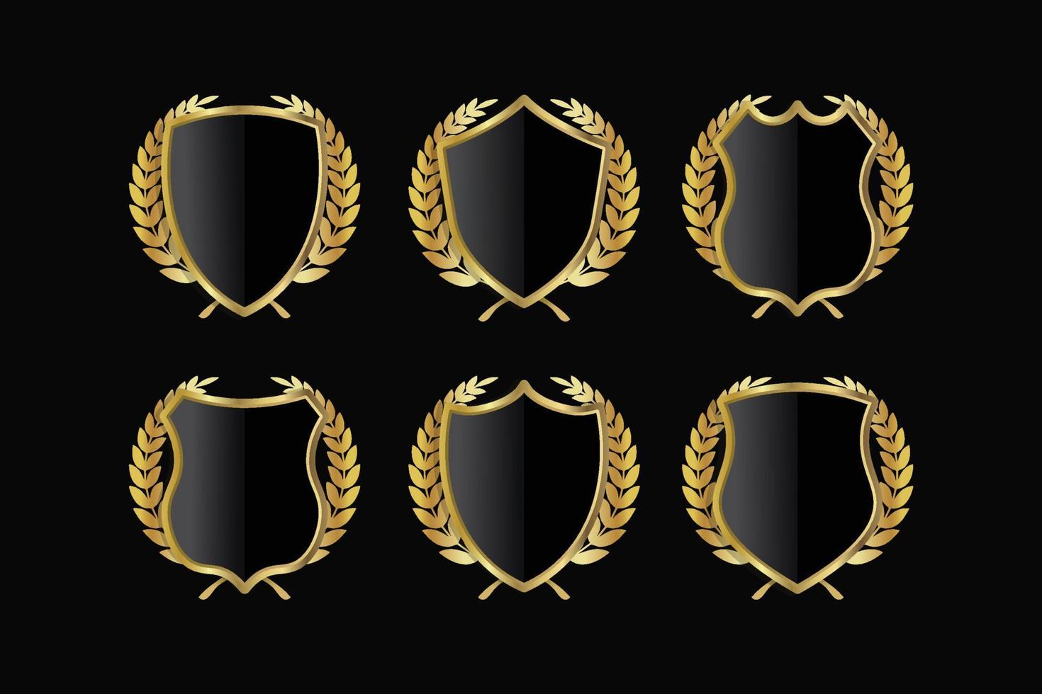 conjunto de iconos vectoriales de escudo dorado. escudos de armadura dorada. vector