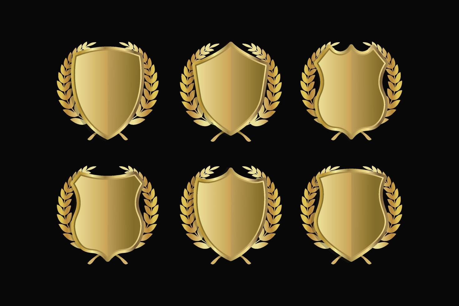 conjunto de iconos vectoriales de escudo dorado. escudos de armadura dorada. vector