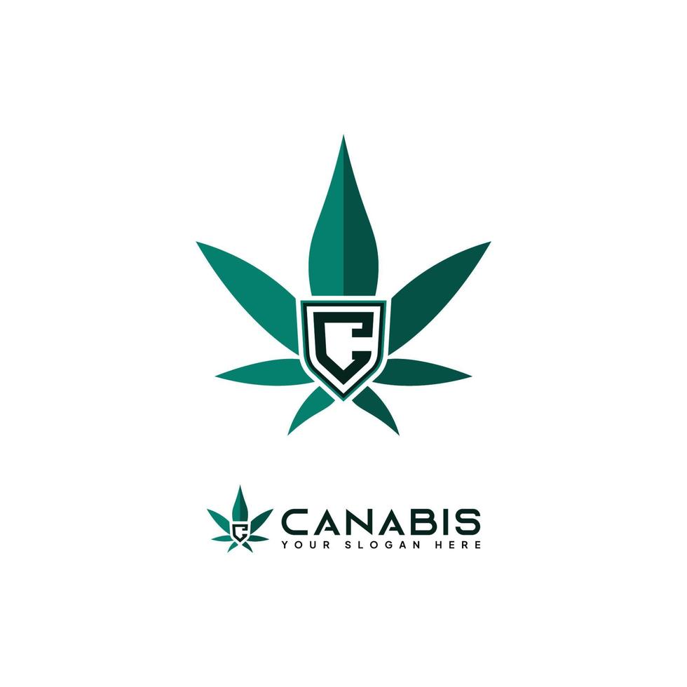 diseño de vector de logotipo de cannabis de letra c moderna