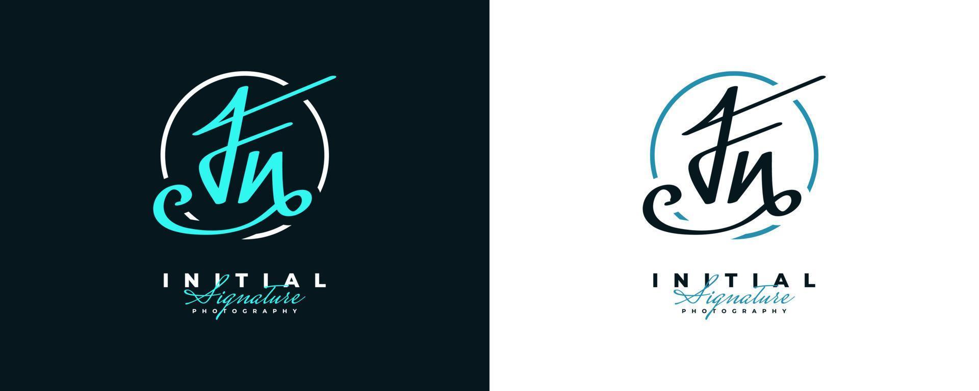 diseño inicial del logotipo f y n con un estilo de escritura elegante y minimalista. logotipo o símbolo de la firma fn para bodas, moda, joyería, boutique e identidad empresarial vector