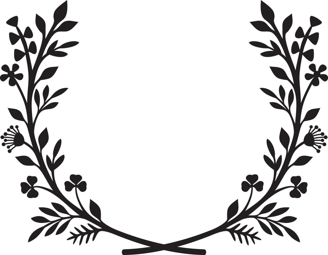 Floral wreath - flowers and plants, monogram design frame vector