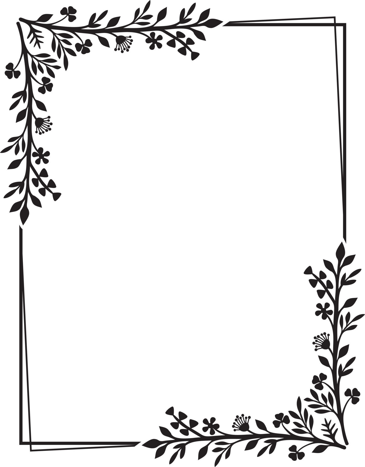 Floral Frame Black and White Vector Illustration 6398723 Vector Art at
