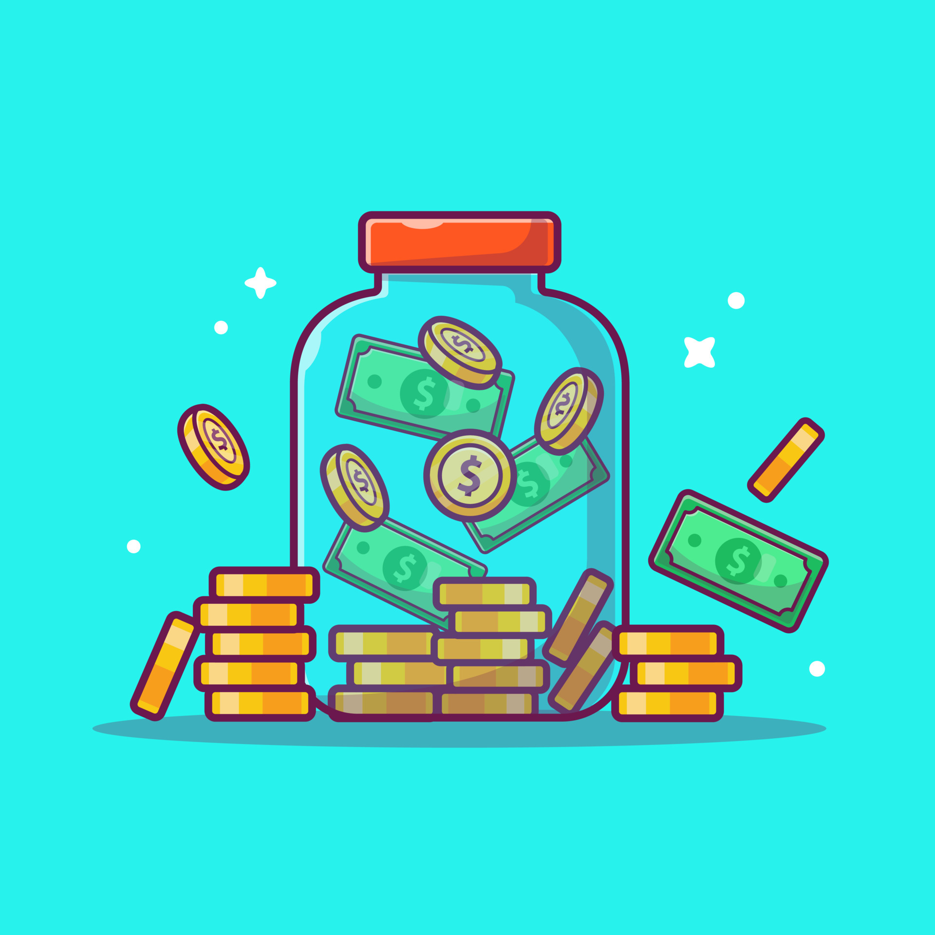 Jar With Coin And Money Cartoon Vector Icon Illustration. Finance Object  Icon Concept Isolated Premium Vector. Flat Cartoon Style 6398851 Vector Art  at Vecteezy