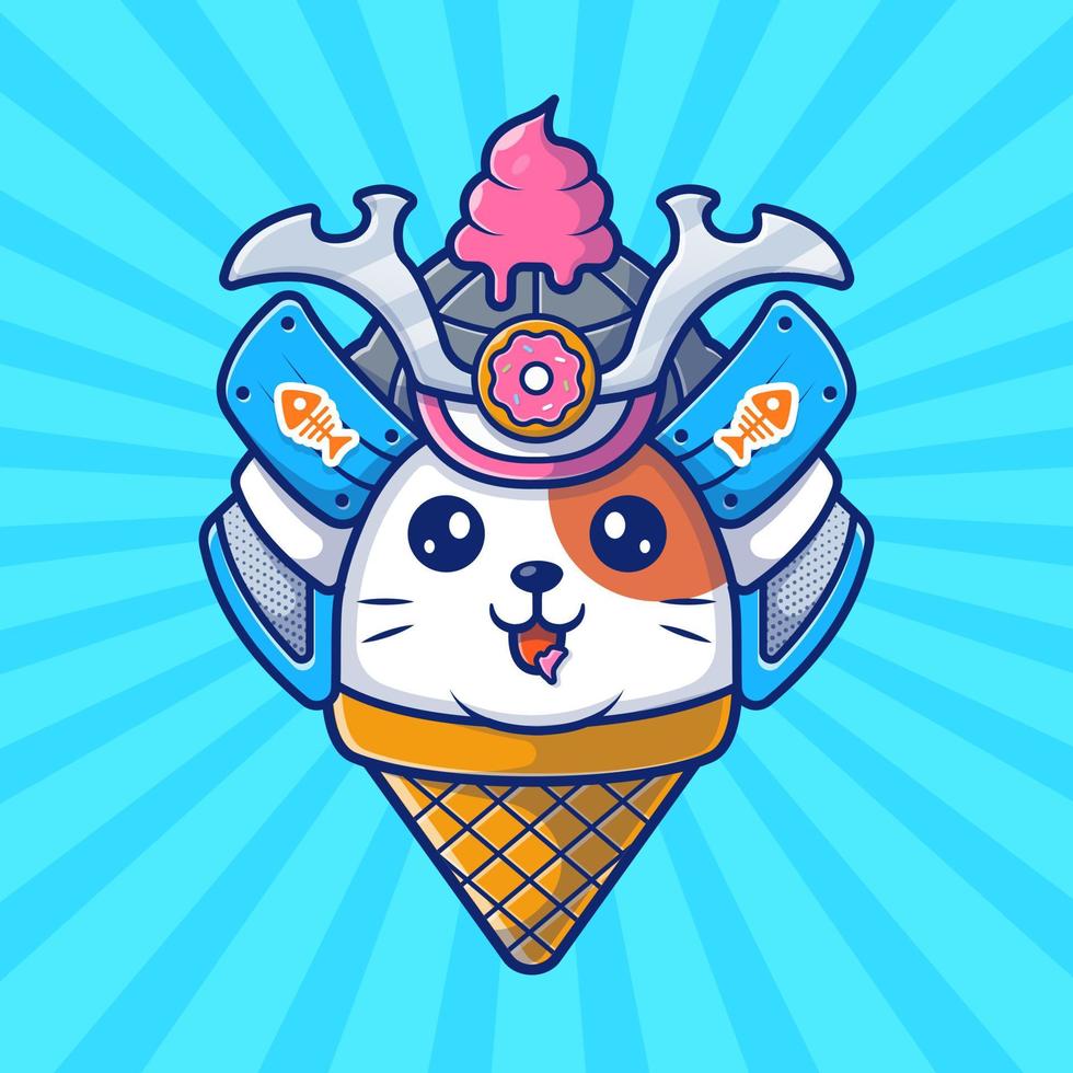 Cute Cat Samurai Mascot Cartoon Vector Icon Illustration. Animal  Nature Icon Concept Isolated Premium Vector. Flat Cartoon Style