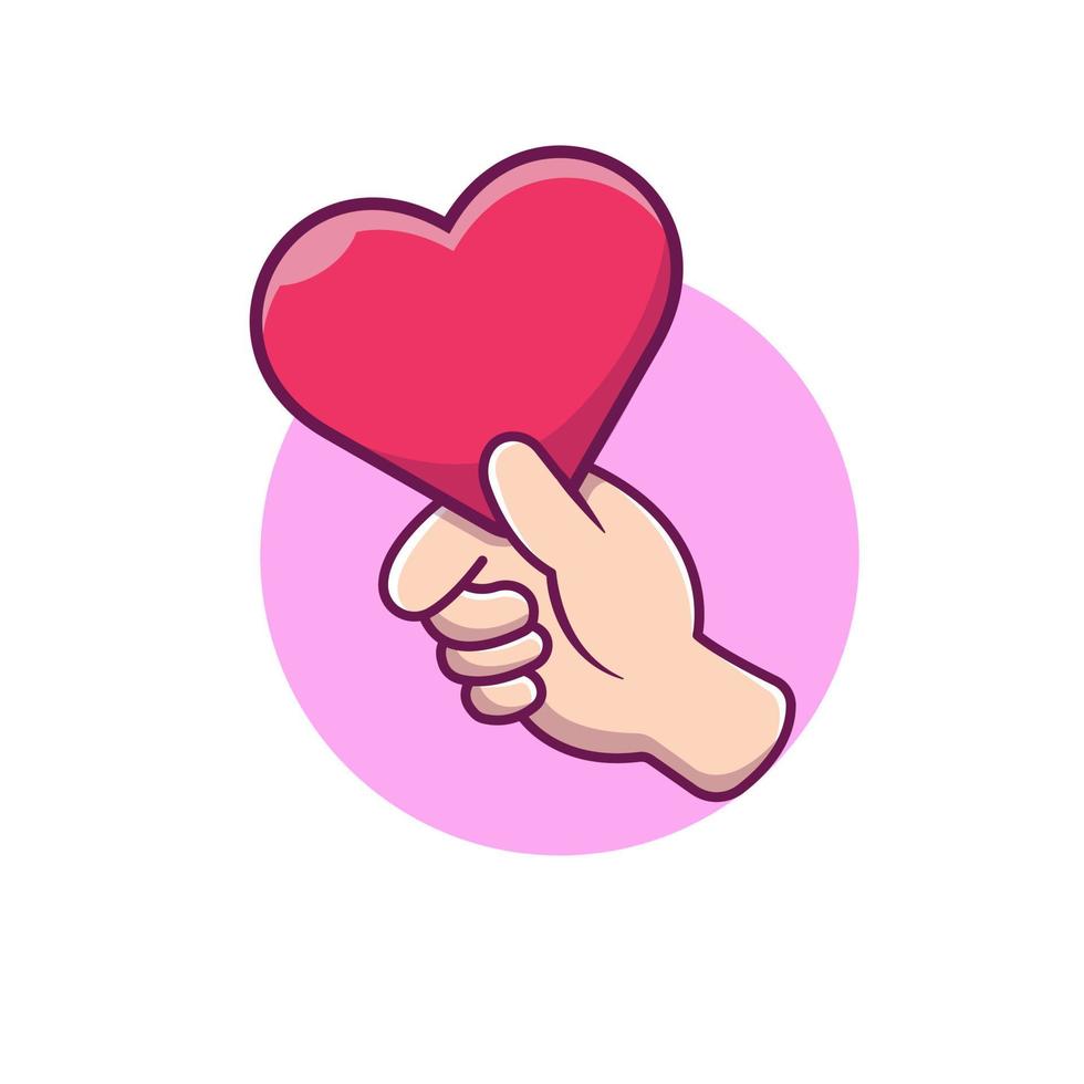 Hand Giving Love Heart Cartoon Vector Icon Illustration. People Love  Icon Concept Isolated Premium Vector. Flat Cartoon Style