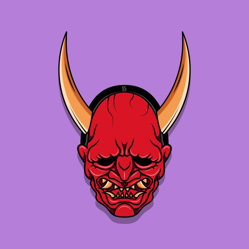 máscara de diablo japonés oni, ilustración vectorial eps.10 vector