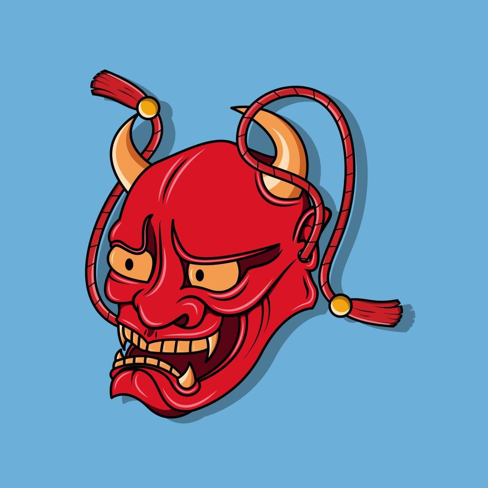 máscara de diablo japonés oni, ilustración vectorial eps.10 vector