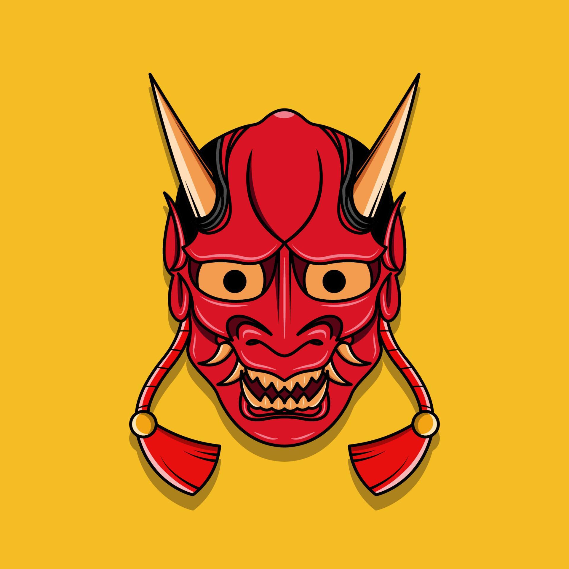 máscara de diablo japonés oni, ilustración vectorial eps.10 6398875
