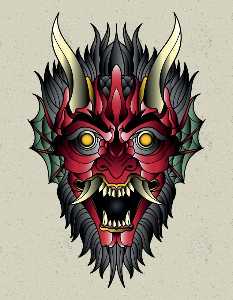 demonio neo arte del tatuaje tradicional vector