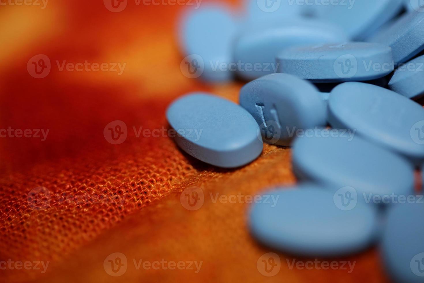 Blue medical pills close up background high quality big size print photo