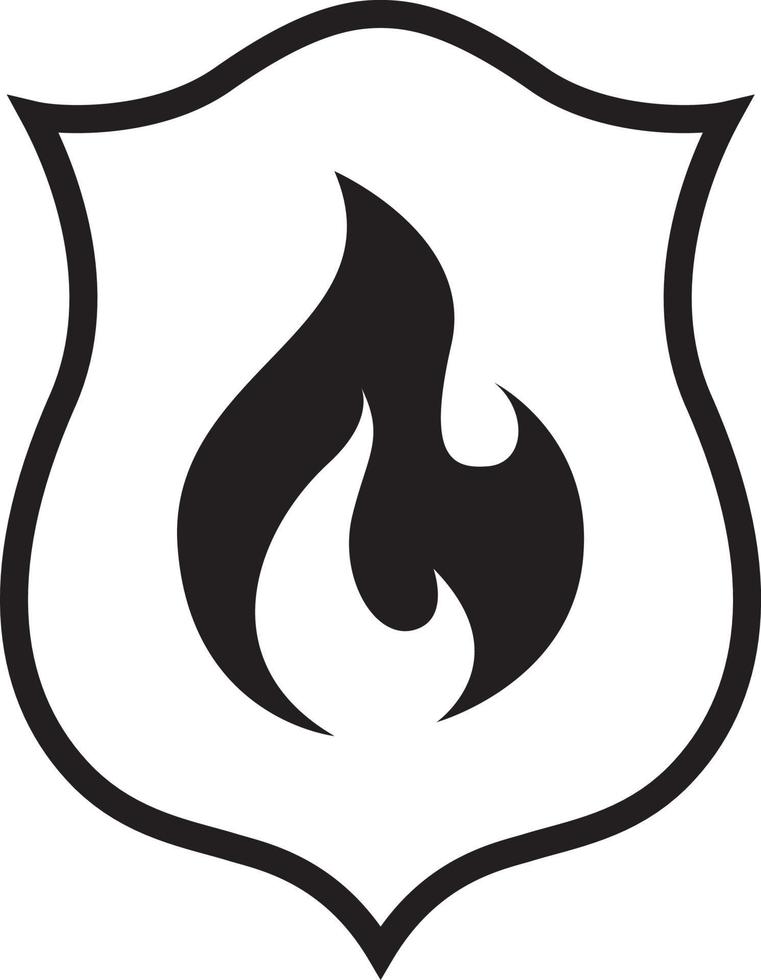 Shield with fire sign. Vector fire shield. Vector shield icon. Protection icon.