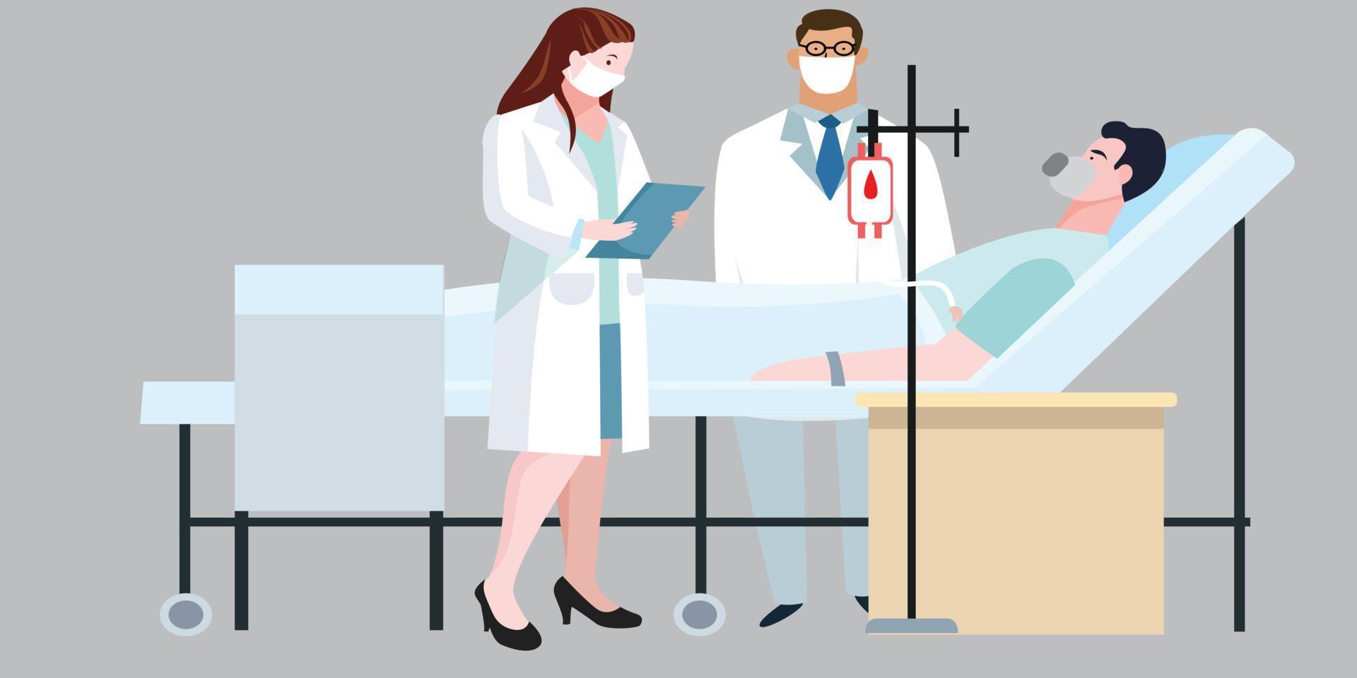 Doctors and Nurse in Operation Vector Illustration