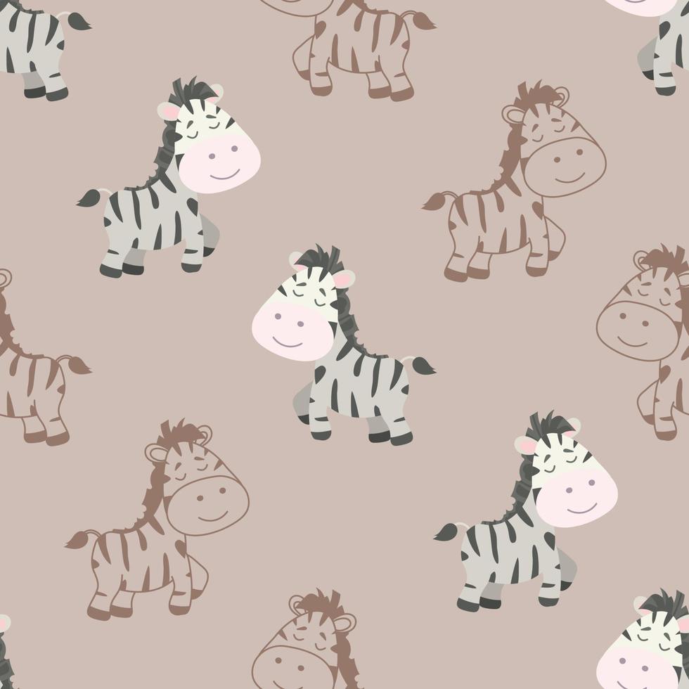 Seamless doodle zebra cartoon pattern vector