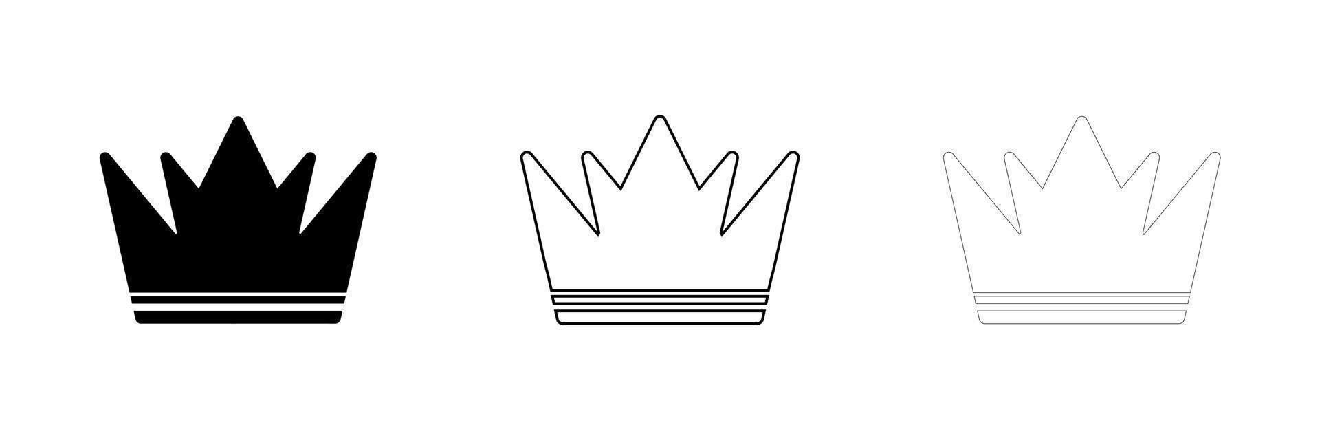 Modern Crown silhouette icon design template. Modern crown set in different thicknesses. Award icon on background for graphic and web design. Internet concept symbol for website button or mobile app. vector