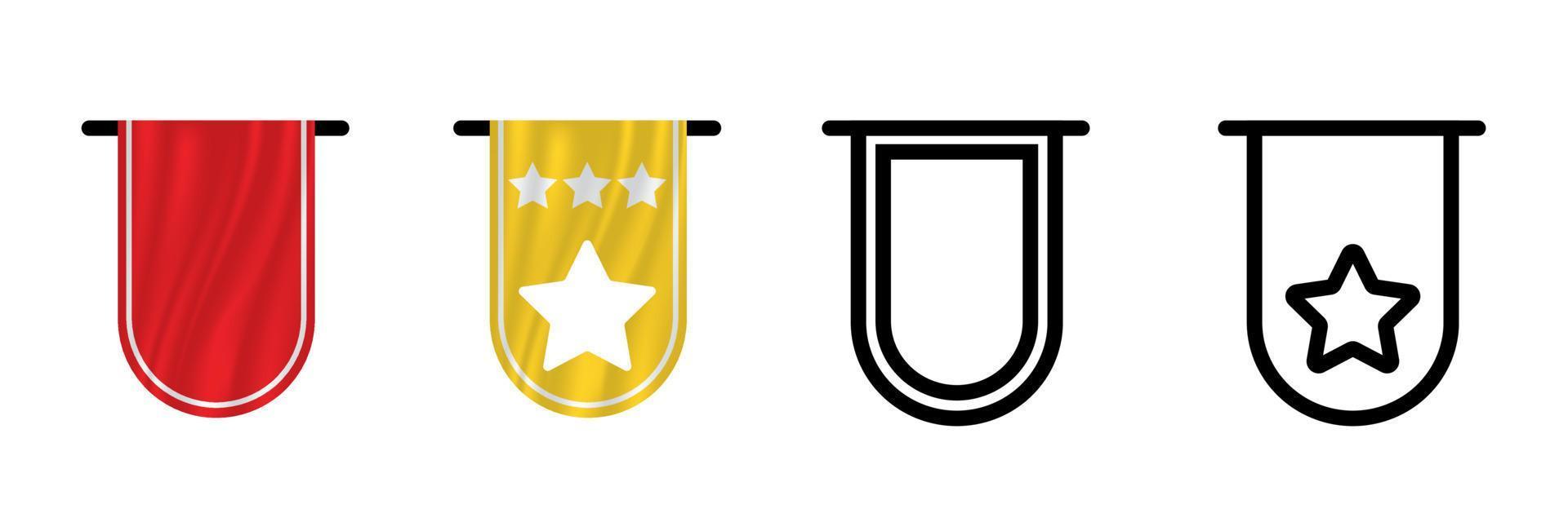 cuatro medallas e íconos de trofeos diferentes. medalla estrella para el primer lugar, ganador e ícono de premio. obtener signo de ilustración de icono de vector. icono de vector de premio. iconos de diseño de arte de línea gráfica de logotipo moderno.