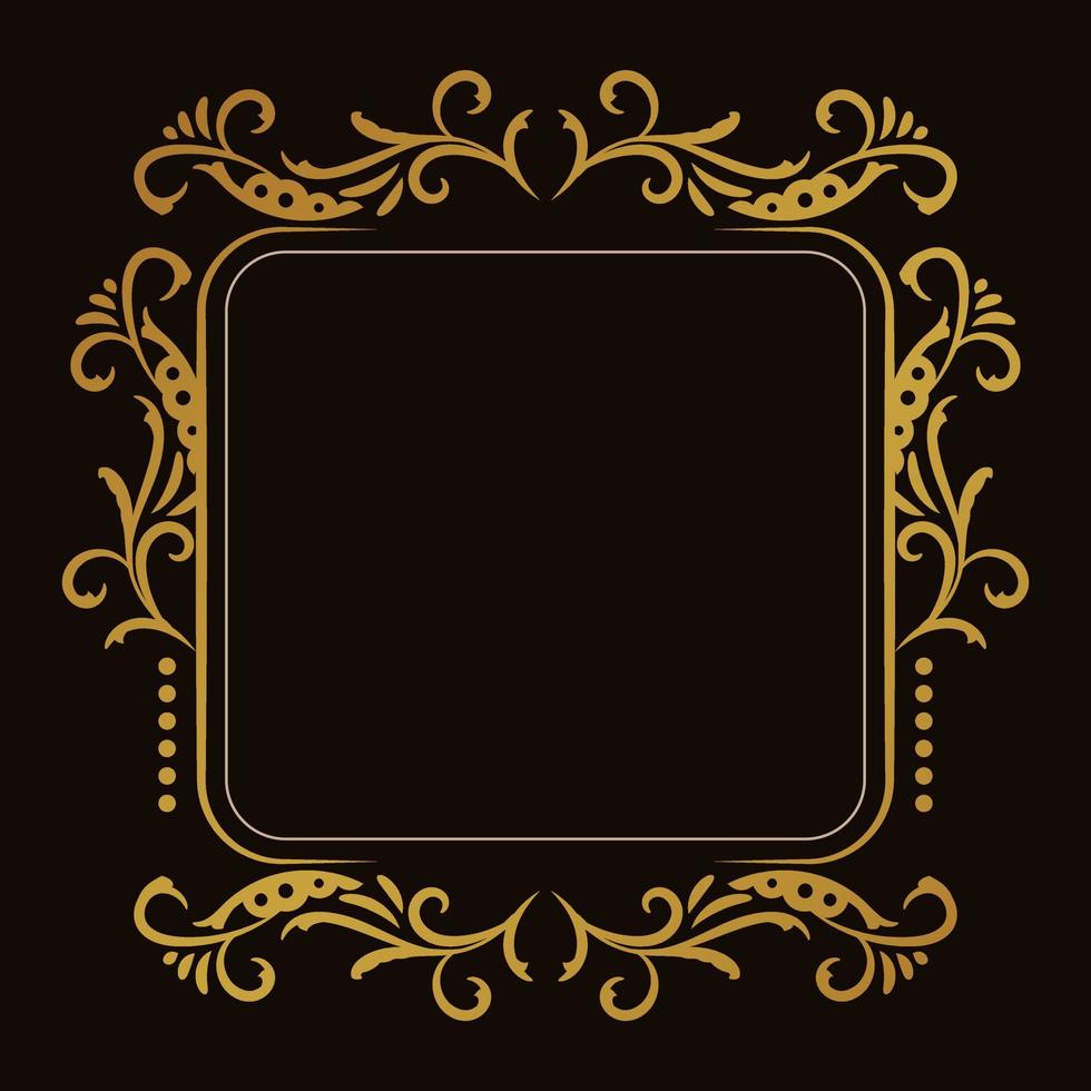 Luxury golden floral frame design elegant background vector. vector