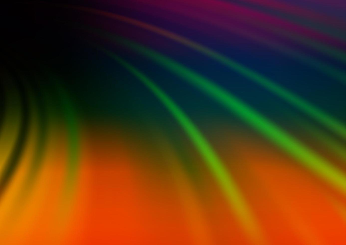 Plantilla de vector de arco iris multicolor oscuro con líneas dobladas.