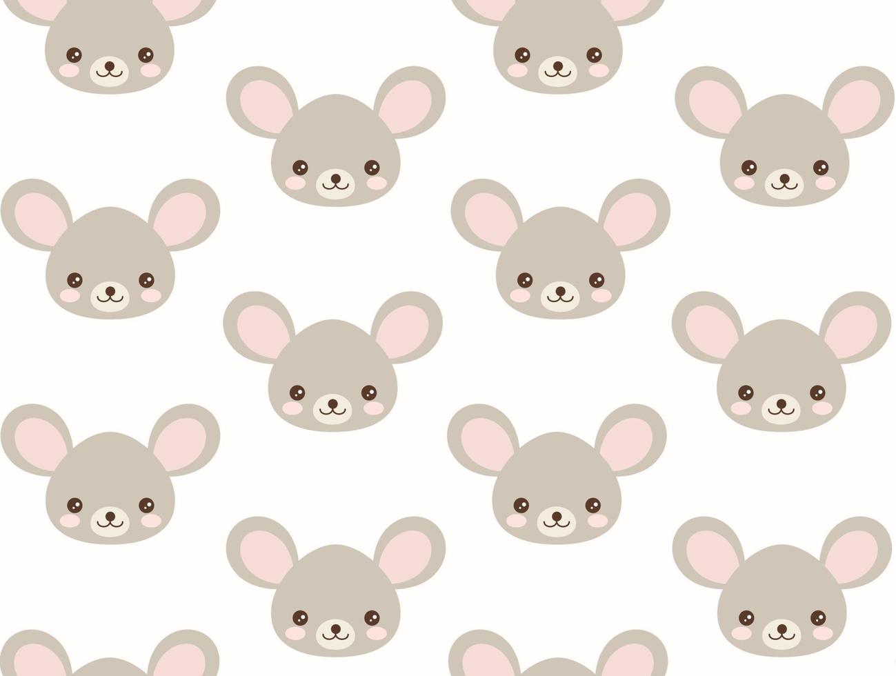 Cute mouse vector pattern. Mouse head in kawaii style. Seamless background.