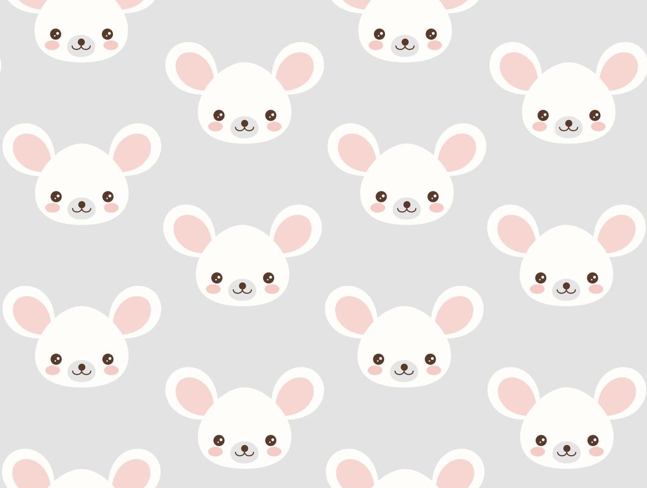 Cute mouse vector pattern. Mouse head in kawaii style. Seamless background.