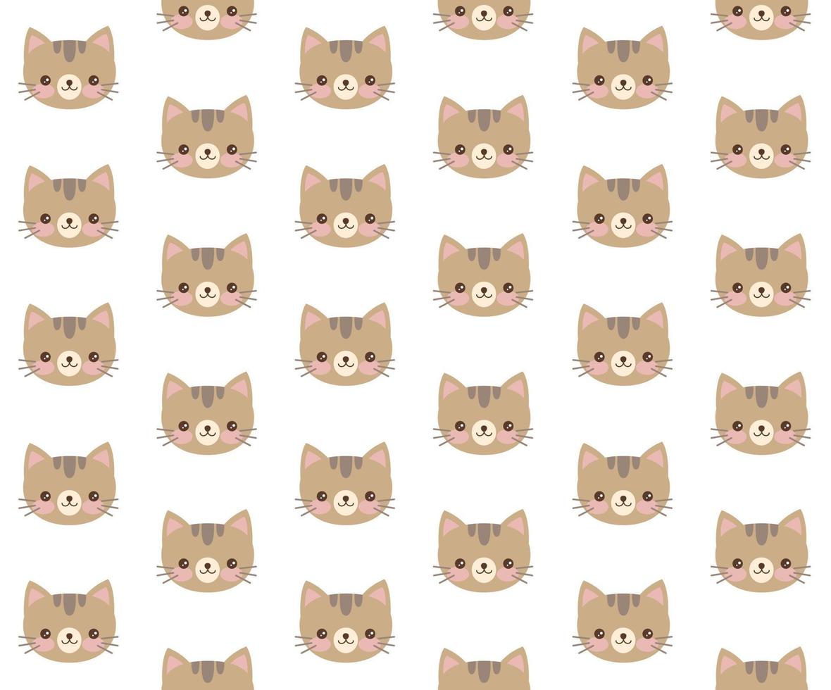 Cat vector pattern. Cute seamless background with kitten head.