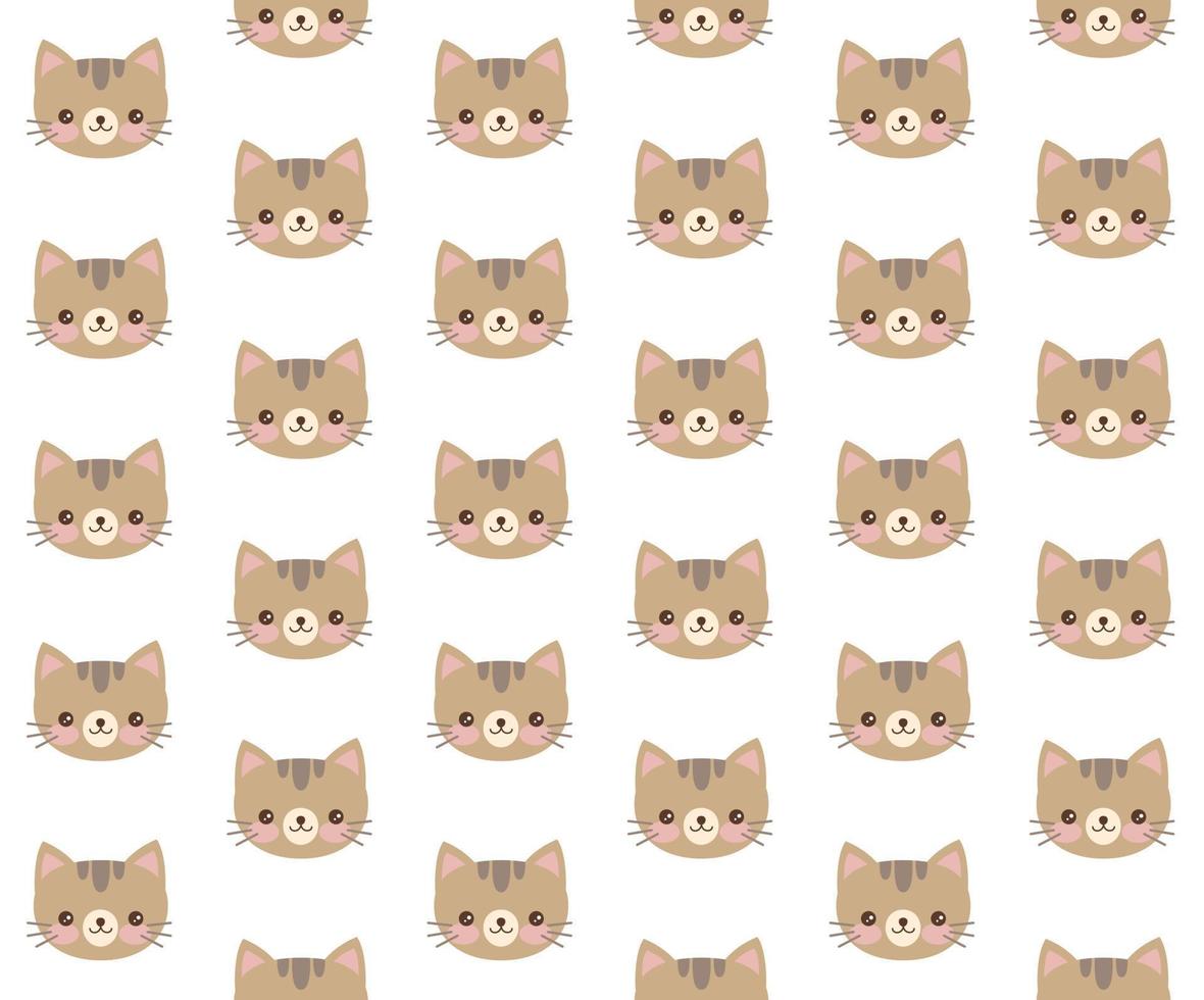 patrón de vector de gato. lindo fondo transparente con cabeza de gatito.