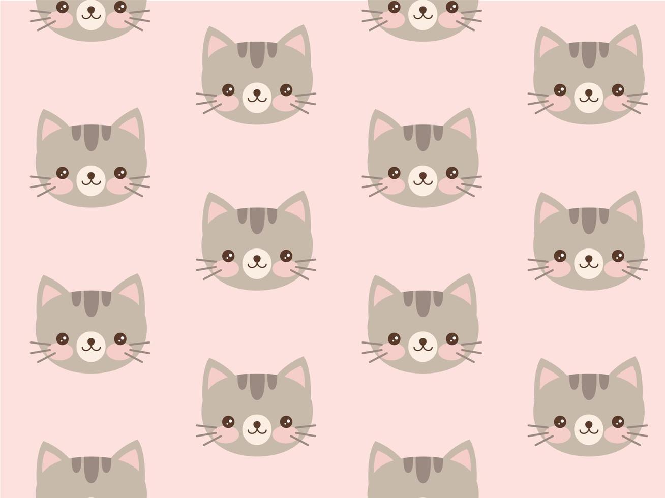 Cute cat pattern. Kitten face seamless background. Baby or child design. vector