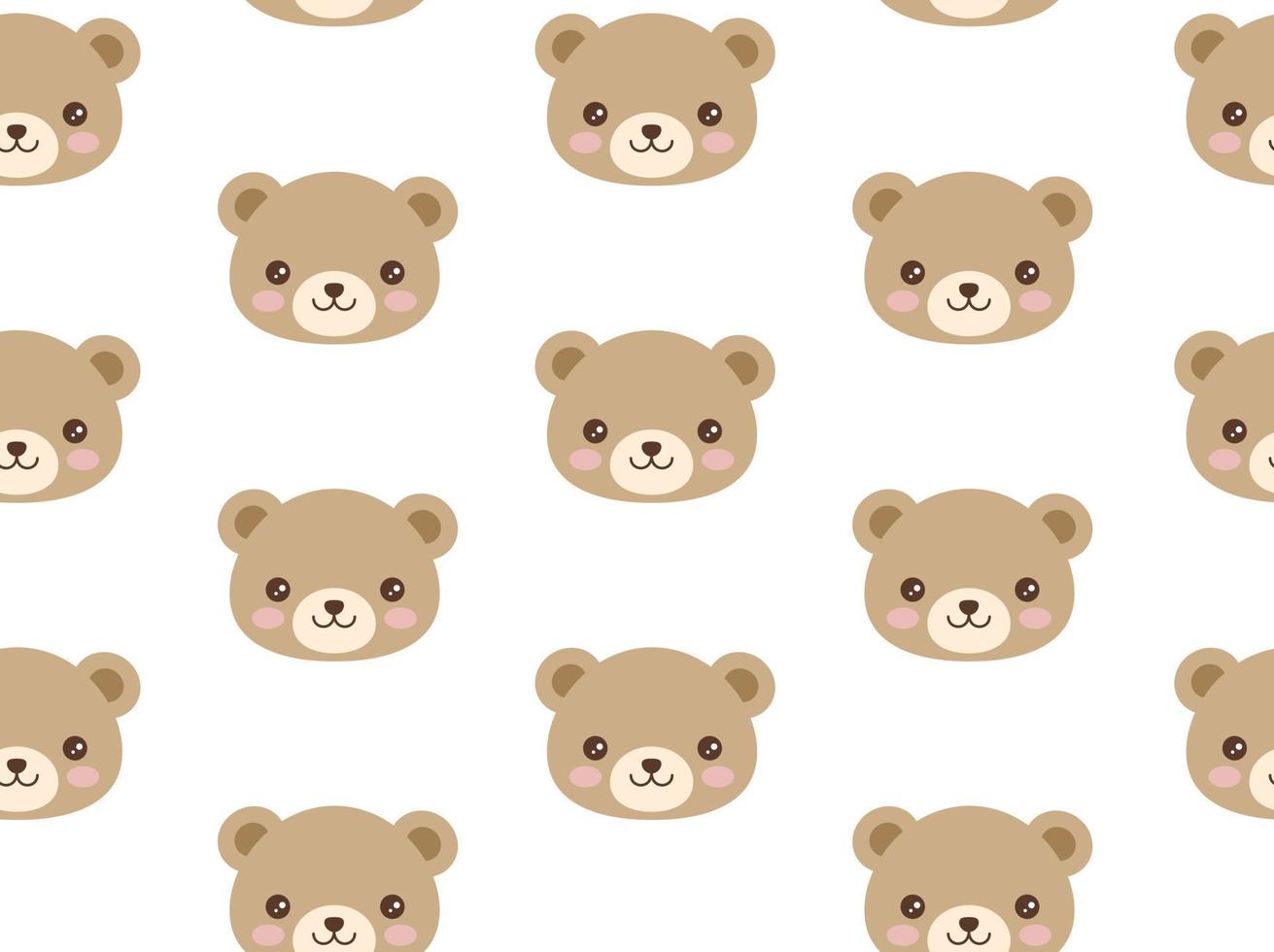 Cute bear head pattern. Vector seamless pattern with smiling bear character.