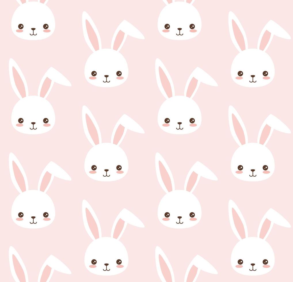 Cute bunny pattern. Rabbit head vector seamless background for baby, child.