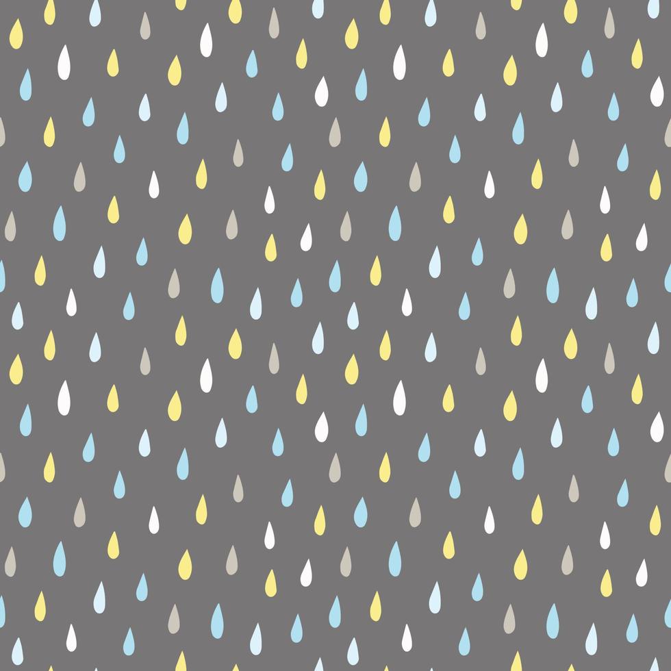 Seamless vector pattern with rain drops. Spring abstract background in shades of blue and yellow.