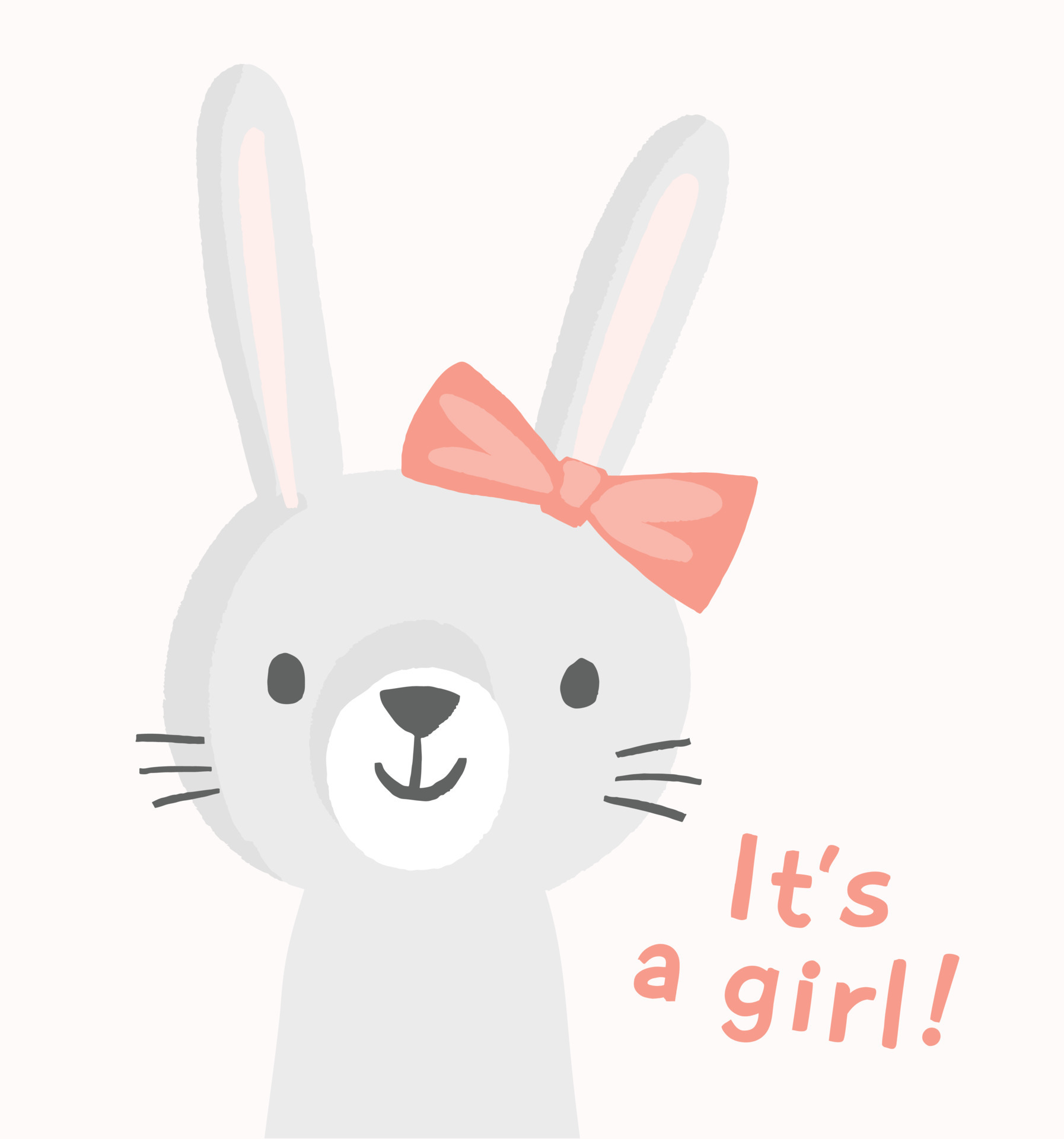 Girl bunny character with a pink bow. Cute vector rabbit character. Funny  smiling animal face. Illustration for baby shower invitation, greeting  card, birthday party, nursery art poster. It's a girl. 6399958 Vector