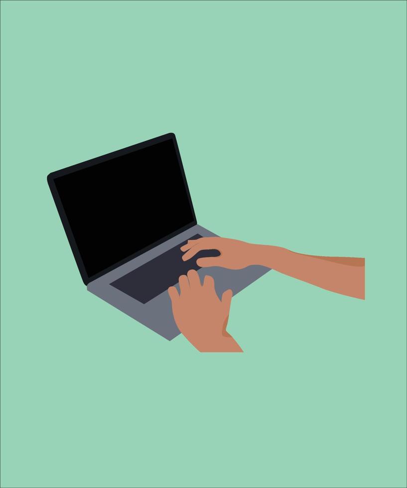 laptop in hand vector