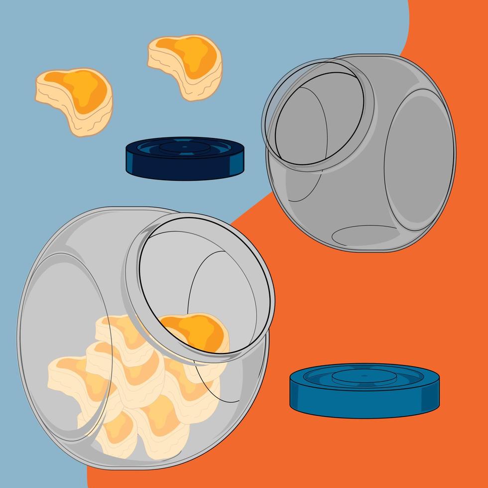 Ilustración de vector de tarro y galletas dibujado a mano