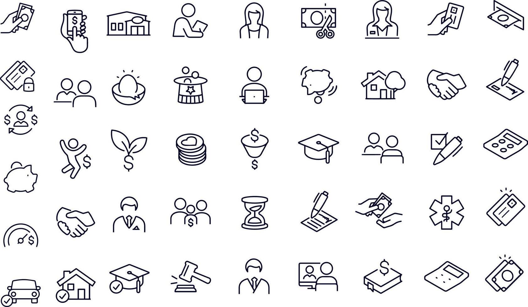 Banking line icons vector design