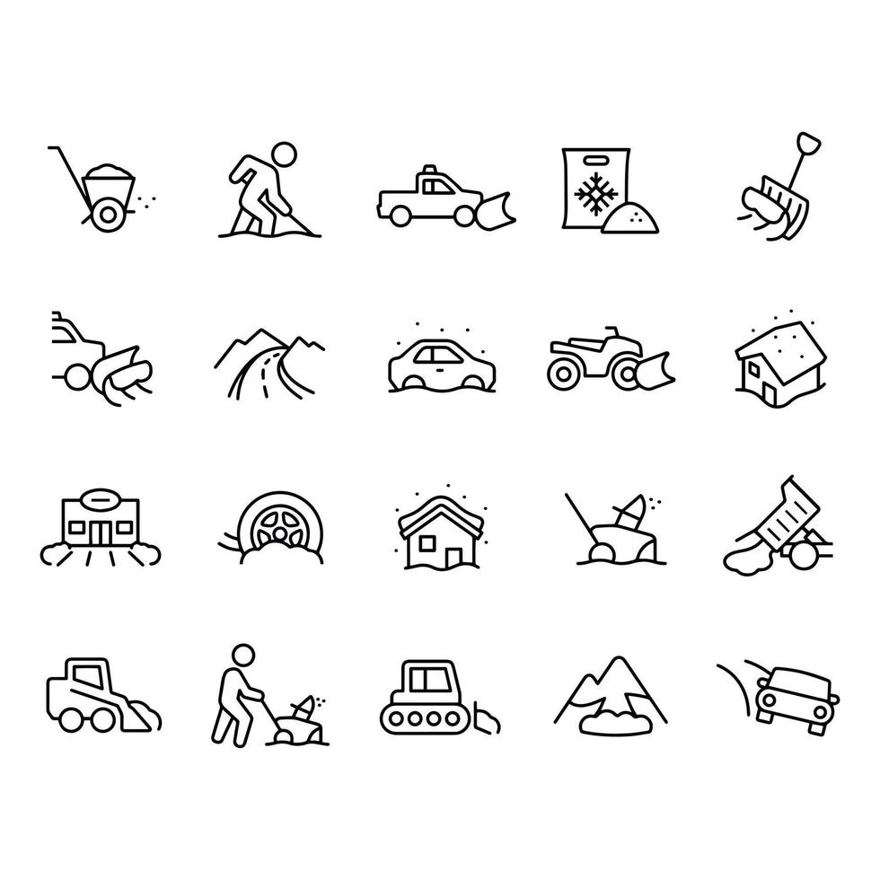 Snow Removal line icons vector design