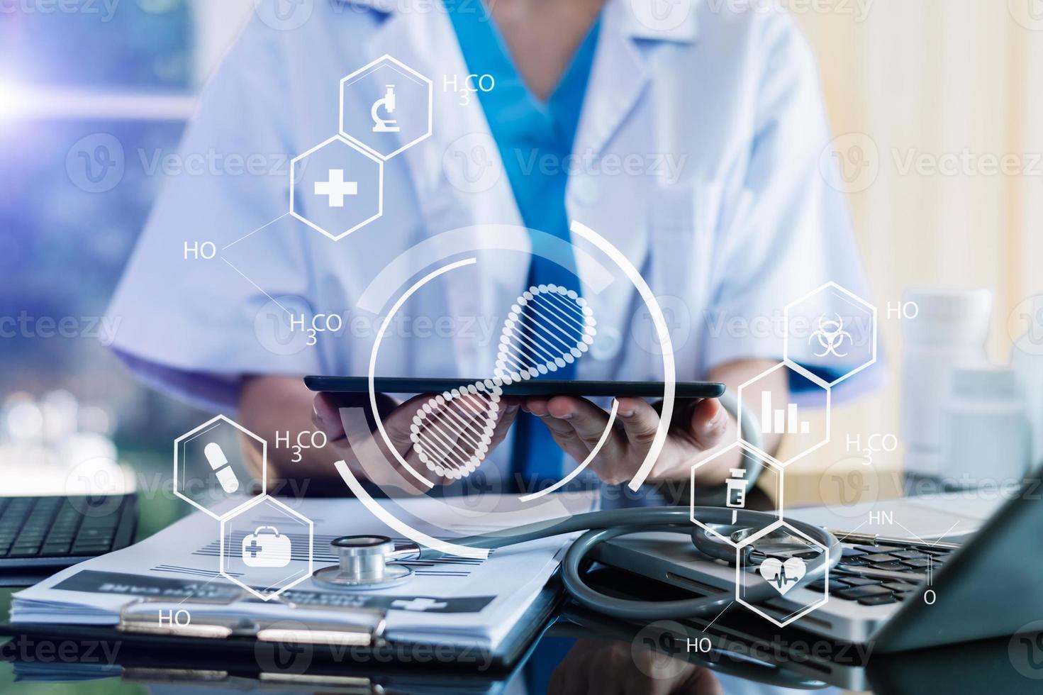 Medical technology concept. Doctor working with Infectious doctor exam and screening for novel Coronavirus 2019 nCoV photo