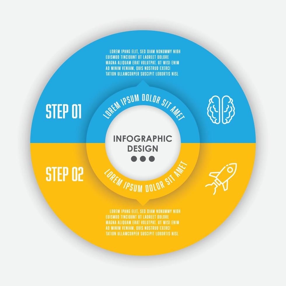 Vector set template infographic circle 2 step. Template diagrame for presentation.