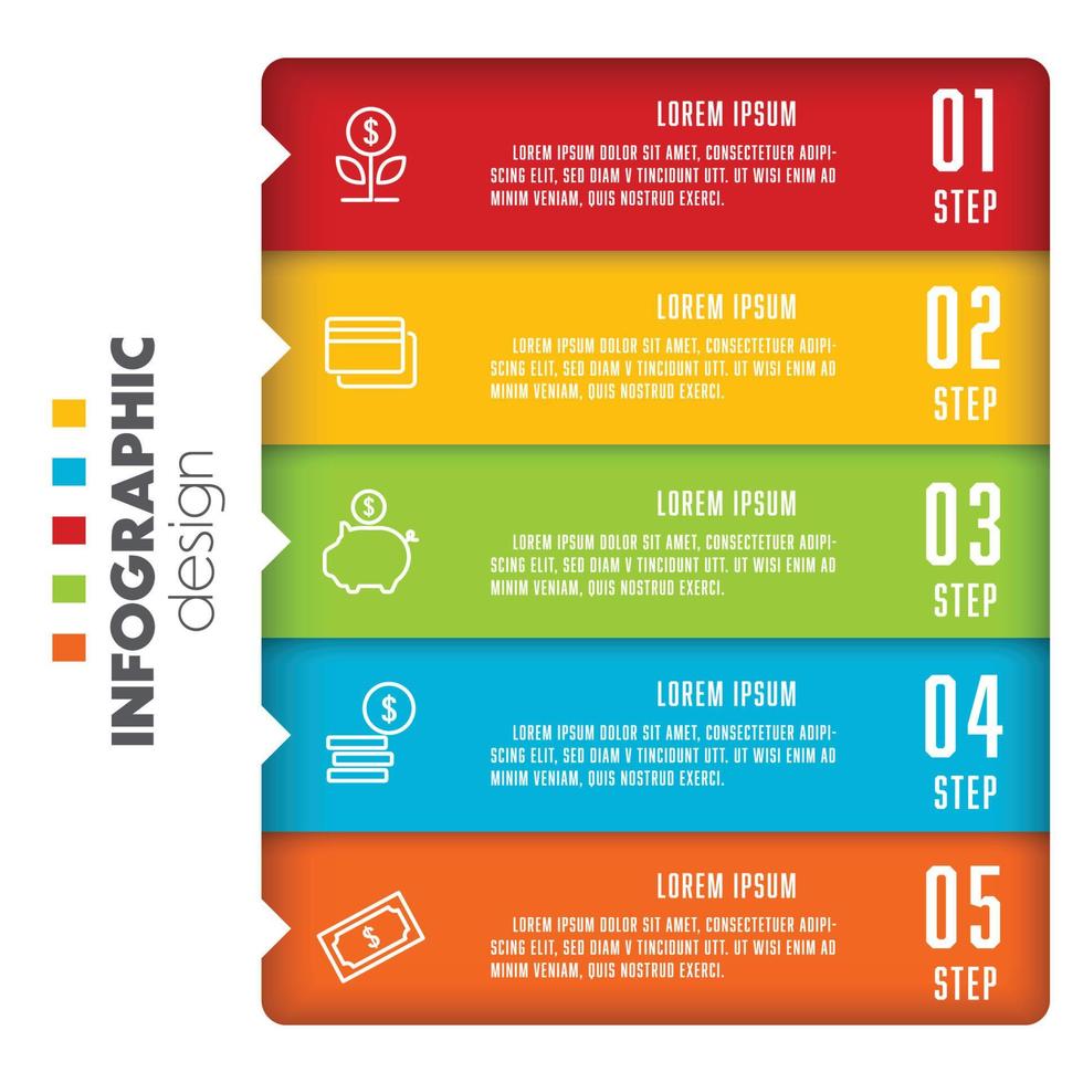 Vector label template design infographic for business concept 5 step.